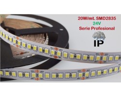 Tira LED 5 mts Flexible 24V 100W 980 Led SMD 2835 IP65 Blanco Cálido, Serie Profesional